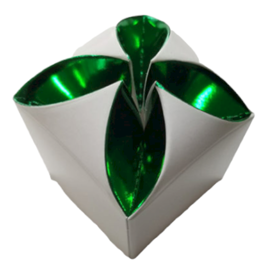 white favor box with green accents
