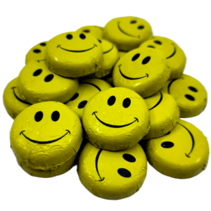 yellow sniley face wrapped chocolates