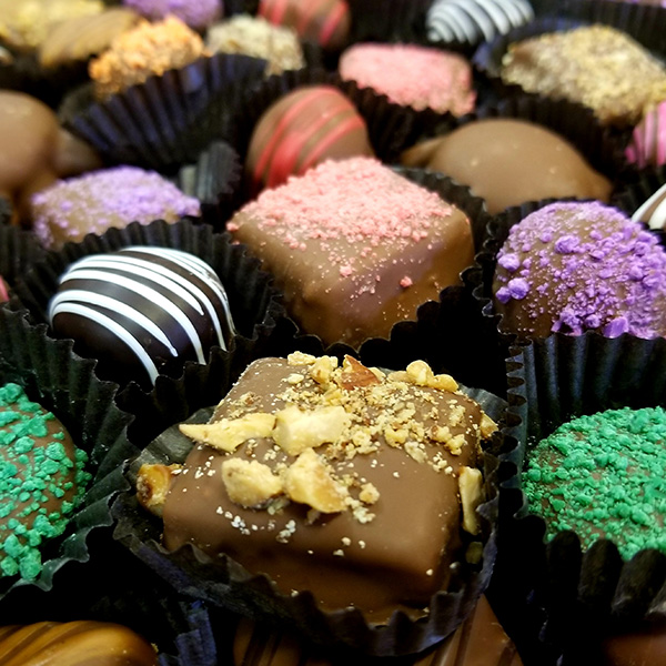 colorful pieces of handmade chocolates