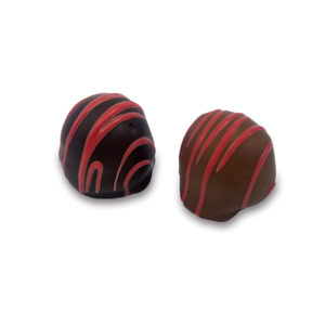 chocolate covered cordial cherries with red stripes