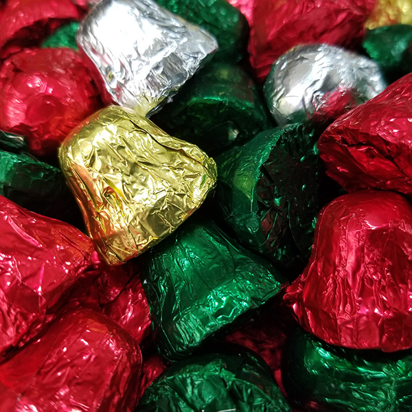 Foil Covered Chocolate Bells, Pollak's Candies