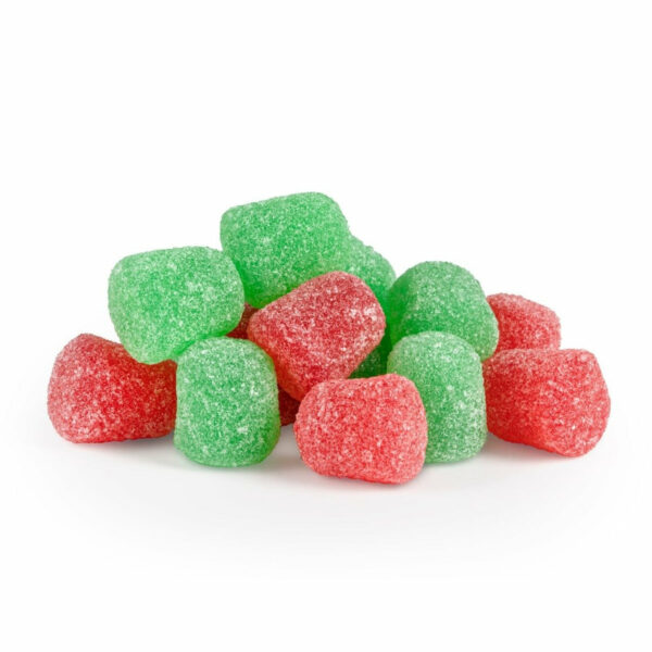 red and green spice flavored gum drops