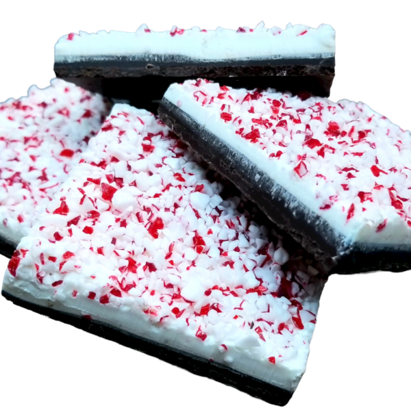 white chocolate layer with dark chocolate and peppermint bark