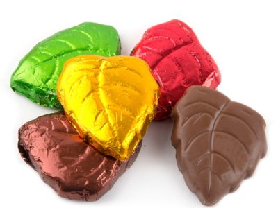 chocolate foiled leaves
