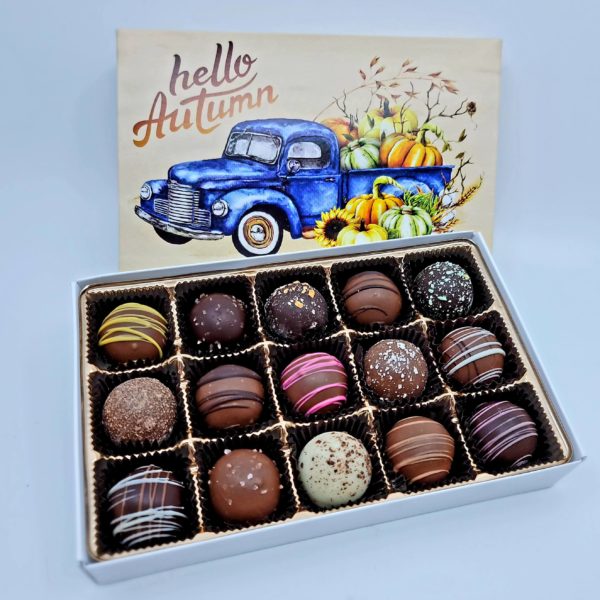 autumn box filled with assorted truffles