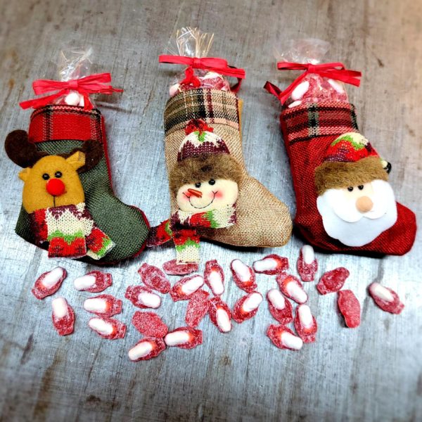 sour santas in a mini stocking
