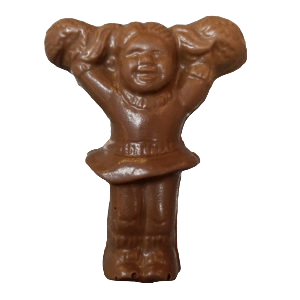 chocolate mold shaped like a cheerleader with pompoms