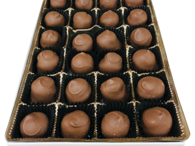 box filled with milk chocolate cordial cherries