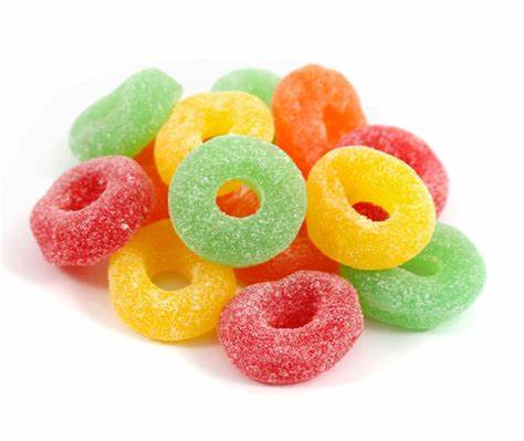 colored fruit flavored jelly rings