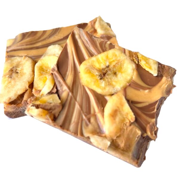 banana chips with peanut butter and creamy milk chocolate